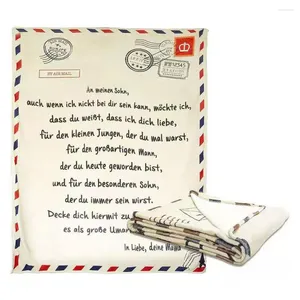 Couvertures Couverture polaire à ma fille/fils Deken Message néerlandais lettre flanelle cadeau pour enfants Koc 120X150/130X150/150X200/150X220CM