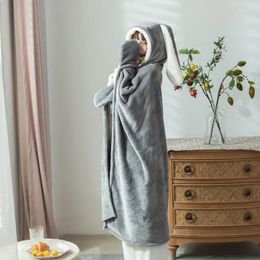 Dekens fleece capuchon cloak oor verdikt winter warm draagbaar schattige deken comfortabel voor picknickreizen