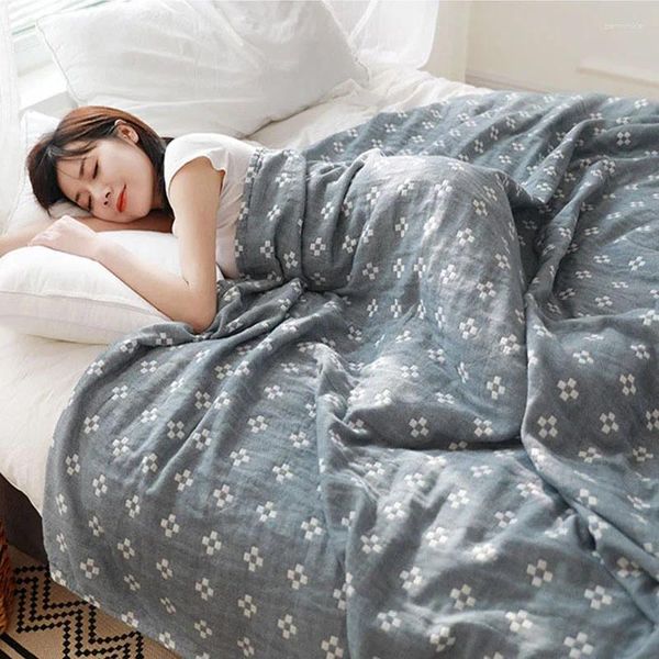 Couvertures fleur jacquard pour lits coton couvercle de canapé de gaze couverture japonais draps de lit de climatisation