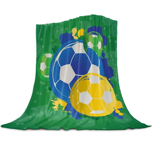 Couvertures Football vert Graffiti athlétique flanelle couverture pour canapé microfibre jeter couvre-lit couverture lit