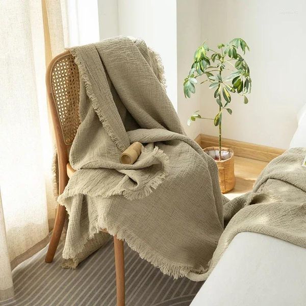 Couvertures Couverture de lin français pour canapé adulte canapé-lit fil teint naturel tout respirant saison confortable 221688HBR