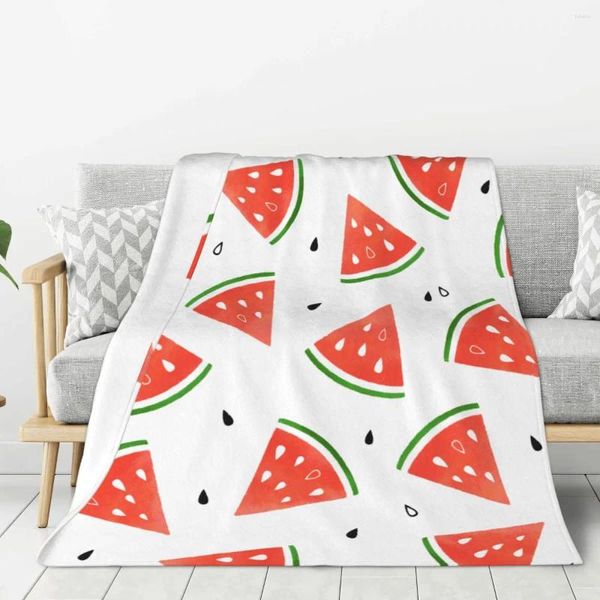 Couvertures Fruit Pastèque Couverture Chaude Légère Douce En Peluche Jeter Pour Chambre Canapé Canapé Camping