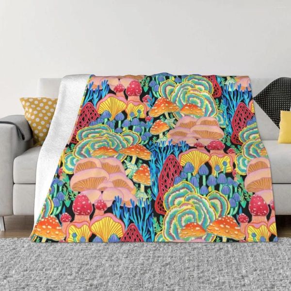 Couvertures Fungi World (Mushroom World) - BKBG, couverture, linge de lit thermique pour voyage, plage fine