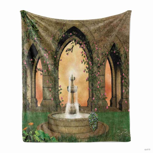 Couvertures Jardin Jeter Couverture Fleur Arches Voie Dans Plantes Ornementales Verdure Image Romantique Doux Flanelle Couverture Cadeaux D'anniversaire R230819