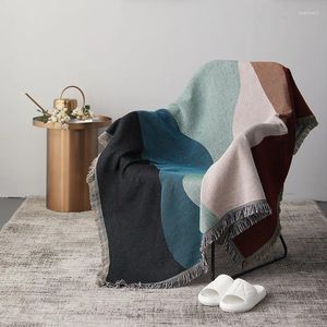 Dekens Geometrische Scandinavische stijl Gebreide bankdeken met kwastjes Zachte stoel Loungetapijten Warm tapijt Sprei Woondecoratie