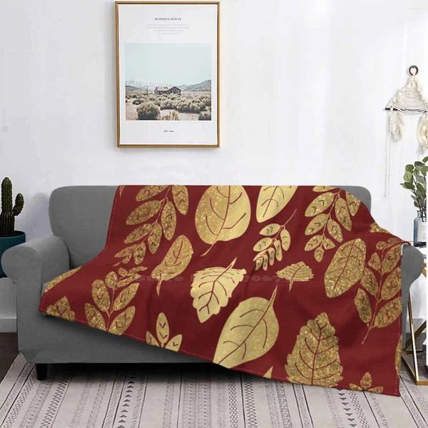 Couvertures Gold et Red Leaf Modèle à bas prix Imprimé nouveauté Fashion Fashion Soft Couverture Feuilles