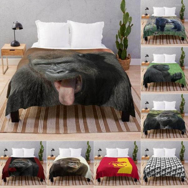 Couvertures gorille jeter couverture musclé Animal King Kong décoratif doux chaud confortable flanelle peluche jette pour literie canapé canapé