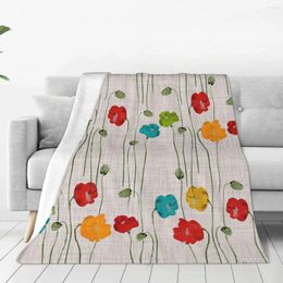 Dekens groene bloemen van papavers zachte fleece gooien deken warm en gezellige comfortabele microfiber voor bank sofa bed 40 "x30"