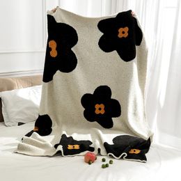 Couvertures demi-velours tricotées quatre saisons, Style coréen universel, tissu en Polyester tournesol, couverture de sieste pour canapé et bureau