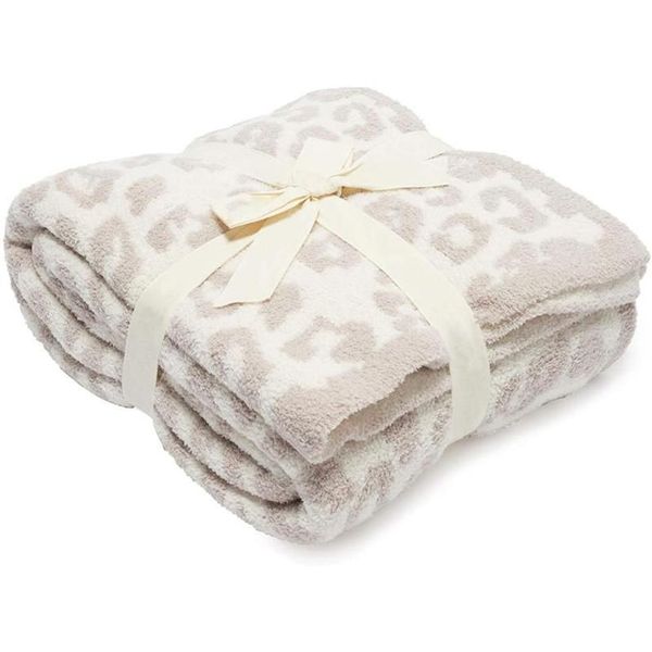 Couvertures Couverture de mouton en demi-laine tricotée en peluche léopard Dream272v