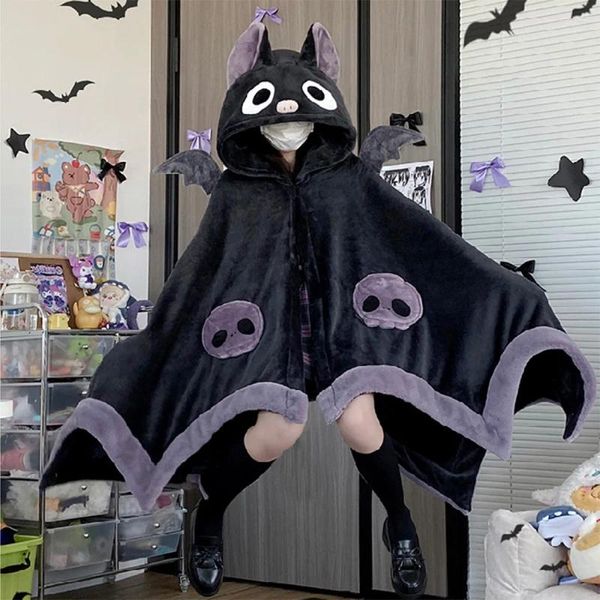 Couvertures Halloween Bat de climatisation Bordeau Coral Velvet Sieste Coat Cap Duffy Softoon Softoon mignon Creative Pyjamas Night Robe