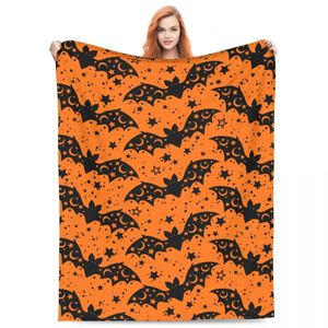 Couvertures Halloween Bat Stars Horreur Couverture Flanelle Décoration Multi fonction Doux Jeter pour Canapé Canapé Couvre-lits 230928