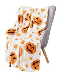 Couvertures Halloween Couverture Lanterne Citrouilles avec Bonbons Maïs pour Canapé-Lit Canapé Chaise ou Dortoir Super Doux Léger King Queen Size 230928