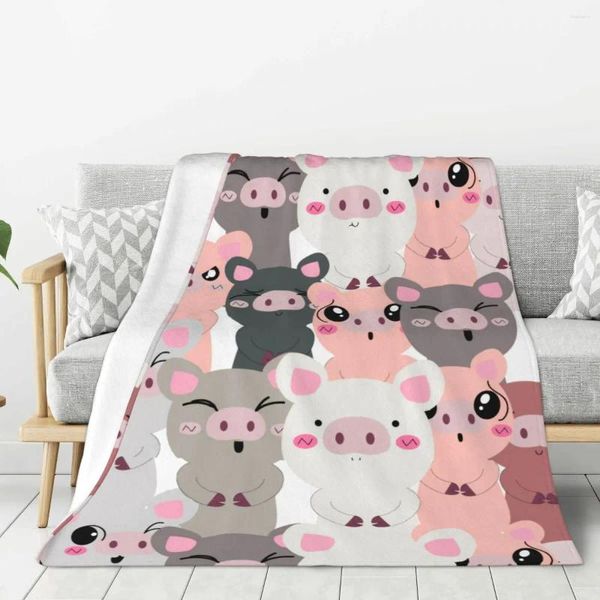 Couvertures Dessiner à la main Mignon bébé Cochon Couverture Chaude Légère Douce En Peluche Pour Chambre Canapé Canapé Camping