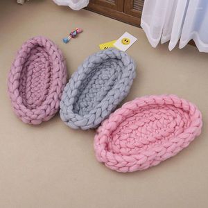 Couvertures tricotées à la main pour bébé, couverture épaisse pour les accessoires de photographie nés, sac de couchage pour bébé, panier de remplissage, tir de tir