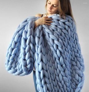 Dekens handgemaakte dikke gebreide dikke garen merinowol omvangrijke deken voor volwassenen warme winterbank