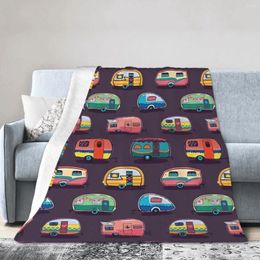 Couvertures Happy Camper Couverture Soft Warm Flannel Planche pour le lit de lit Pique-nique Couchée à la maison
