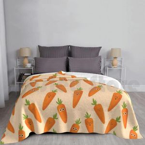 Couvertures Happy Carrots Couverture pour canapé-lit Voyage Orange Mignon Dessin animé Enfants Kawaii Enfants Carotte