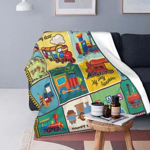 Couvertures Happy Coal Train Greatest Gift Great pour petit-fils Couverture Fleece imprimé Express Love Plaid Soft Throw Home Chadow Couangée