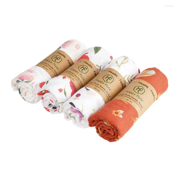 Couvertures joyeuses flûtes mousseline coton 4pcs Baby Swaddles Soft Born Black Blanc White Gauze Enveg