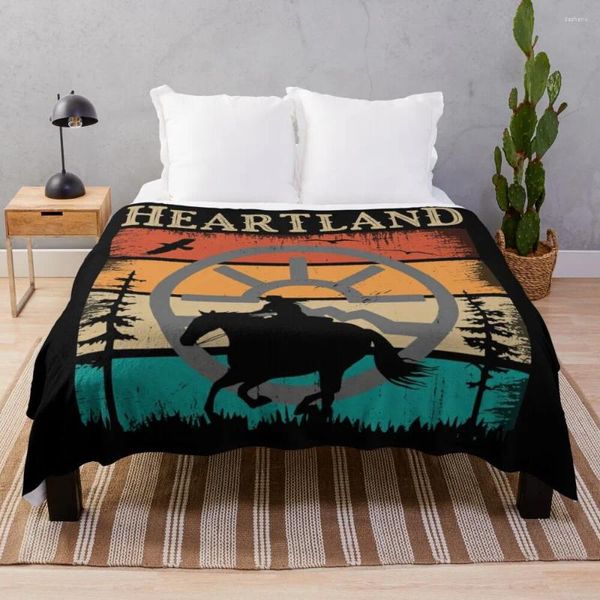 Mantas Heartland Ranch Sunset Retro Retro Vintage Horse Amantes Propietario Lanza una manta picnic