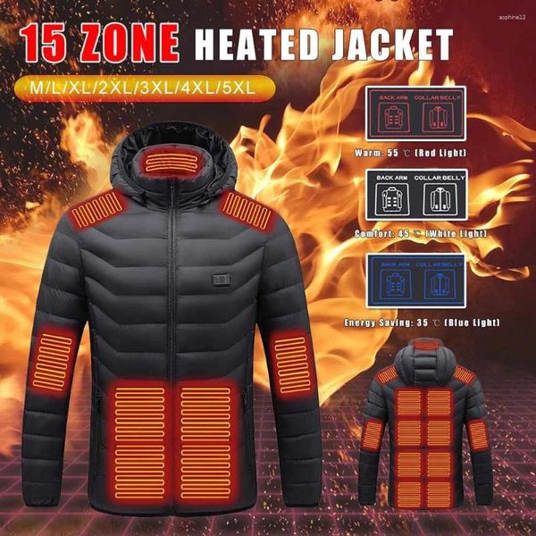 Couvertures HJ-15 Veste de gilet chauffée 15 zones de chauffage USB Charge thermique Vestes Motorcycle Motor Cabinet à capuche