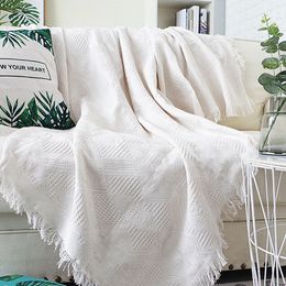 Mantas Home El Pure Cotton Ropa de cama Oficina Sofá Cubierta de punto Manta con tapiz de borla para cama Avión Decoración de viaje 230906