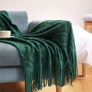 Dekens Home El Pure Cotton Bedding Office Sofa gebreide deksel deken met kwastje Tapestry voor bed vliegtuigreizen Decor dekens 230414
