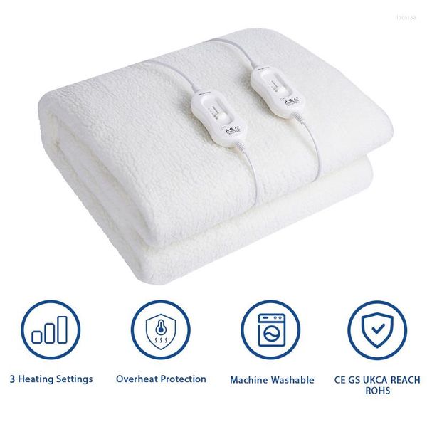 Couvertures Home Heater Bed Warmer Safe Couverture électrique Fil chauffant en polyester blanc Système de protection contre la surchauffe