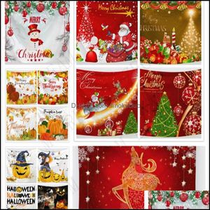 Dekens Home Textiles Garden 76 Ontwerpen Tapestry Halloween Thanksgiving Christmas Feestelijke muur Mat Strandhanddoek Picknick deken Sofa er par