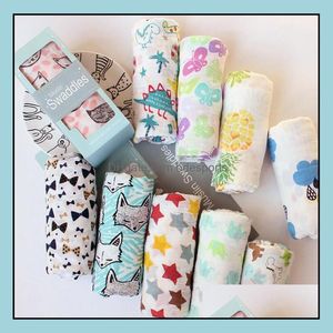 Couvertures Textiles de maison Jardin Infantile Couverture en mousseline Cheval Flamingo Animal Bébé Swaddle Nouveau-né Serviettes de bain Robes Swadding Yl502 Drop D