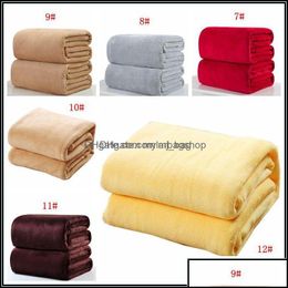 Couvertures Accueil Textiles Jardin Chaud Flanelle Polaire Doux Couleurs Solides Couvre-lit En Peluche Hiver Été Couverture Pour Lit Canapé Otgth