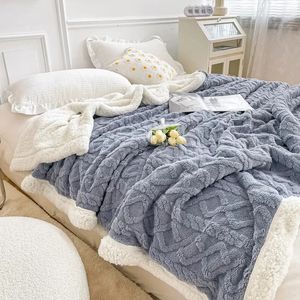 Couvertures Accueil épais lit couverture agneau cachemire polaire Plaid couvertures hiver chaud Double face jeter canapé couverture né Wrap enfants couvre-lit 231027