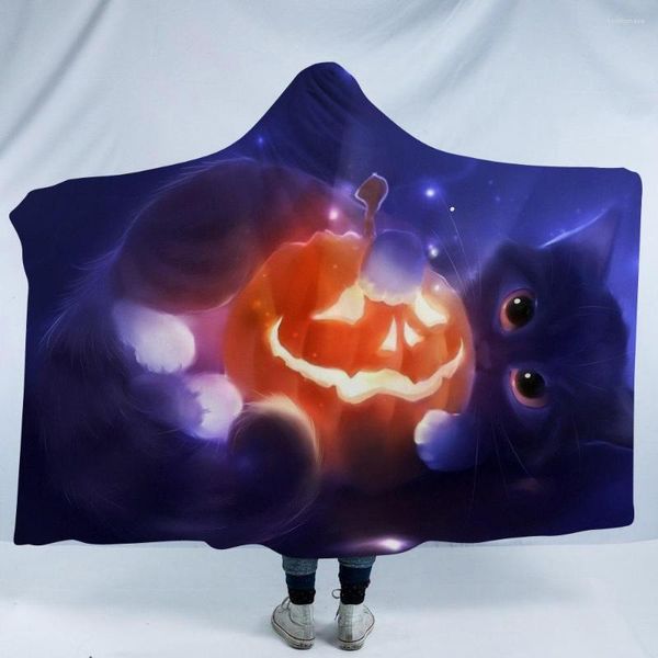 Couvertures à capuche Halloween flanelle couverture dessin animé cadeaux corail polaire pour chambre jeter enfants cadeau
