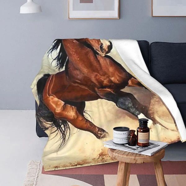 Couvertures chevaux 3d art couverture flanelle printemps automne mode animal mode respirant légèrement mince jet pour le canapé de lit lancers