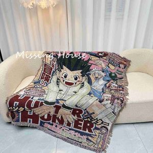 Dekens Hunter X Hunter Anime Geweven Deken Gooien Handdoek Wandtapijt Sprei Outdoor Kamp Strandlakens Fauteuil Hoes Mat Tapijt Kwastje HKD230922