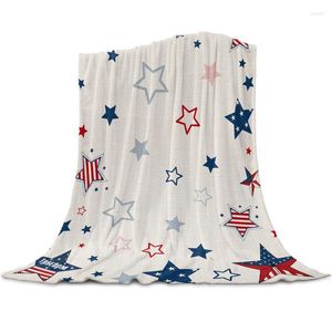 Dekens Independence Day Pentagram Throwd Deken voor Sofa Soft en Comfortabele Flanel Children Gift Travel CampingBlankets