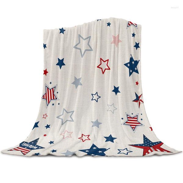 Couvertures Jour de l'Indépendance Pentagramme Jeter Couverture Pour Canapé Doux Et Confortable Flanelle Enfants Cadeau Voyage CampingBlankets