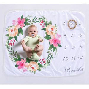 Dekens baby mijlpaal dekendiy po pography props geboren bloembrief geprinte maandelijkse groei 76 102cm