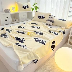 Dekens INS Leuke Panda-deken Dubbelzijdig Comfortabel Melkpluche Enkele balstijl Hoes 150 200 cm