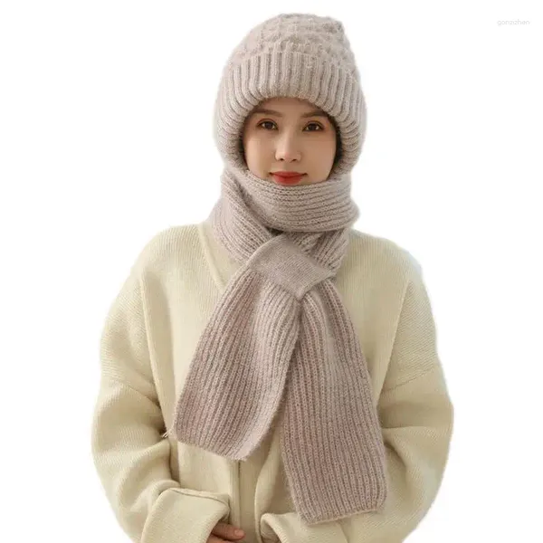 Couvertures du chapeau intégré Chapeaux de tricot écharpe et foulard Couvre doux couvertures chaudes de la mode pour femmes pour couverture de randonnée