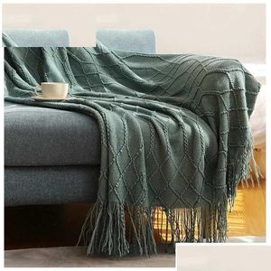 Couvertures Inya Luxe Tricoté Jeter Franges Chaud Doux Couverture Pondérée Pour Lit Polaire Plaid Drop Livraison Maison Jardin Textiles Dh4Et