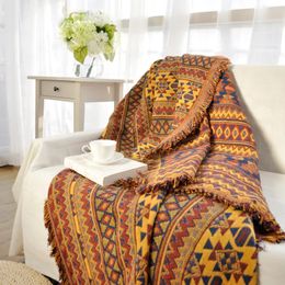 Inyahome Boho jeter couverture coloré Chenille tissé bohème canapé inclinable causeuse meubles couverture aztèque hippie jette des couvertures 231113