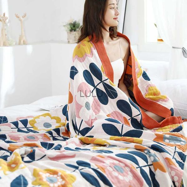 Couvertures Couvertures et jetés en coton japonais fleurs de gaze serviette de canapé couverture de climatisation d'été doux couvre-lit de loisirs draps boho HKD230922