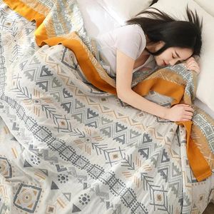 Couvertures japonais de loisirs coton coton Gauze Géométrie SOPAGE SUMPRE SEULE Double sieste Soft Cool Quilt Boho Bed Cover