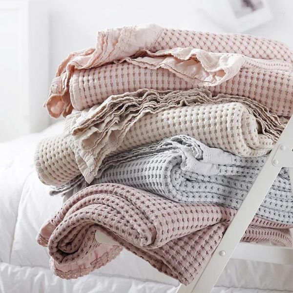 Couvertures Couverture de loisirs japonaise Jeter coton gaufré serviette canapé couverture bureau climatisation mince pour lits confortables