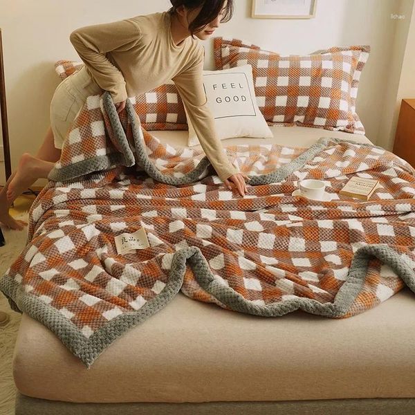 Couvertures Couverture en peluche japonaise de grande taille, toutes saisons, universelle, double couche, épaisse, pour dortoir, sieste