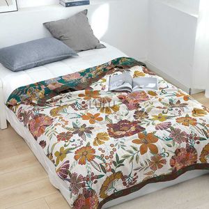 Couvertures Couvertures japonaises pour lits fleurs gaze de coton serviette de canapé été cool couette couverture douce couverture double drap couvre-lit YQ230925