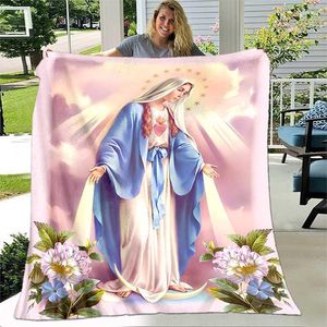 Dekens Jezus Maagd Maria zachte gooi deken beddengoed flanel woonkamer/slaapkamer warm kruis naar huis