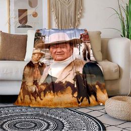 Couvertures John Wayne Throw Counder Cowboys Super Soft Flannel Spring Automne MODERN MODERNE Art Sherpa Bedpread Travel Dropship